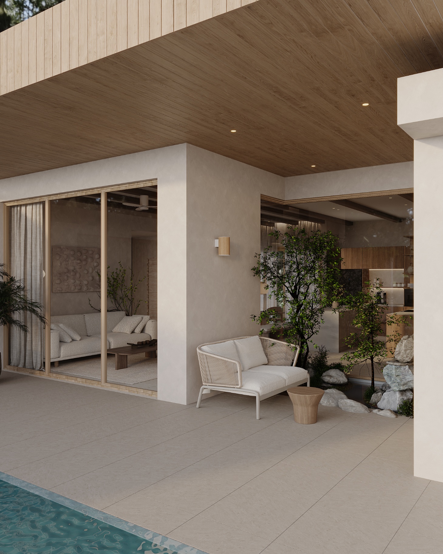 Open-plan kitchen and living area